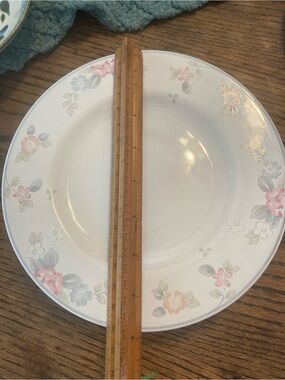 Pfaltzgraff Floral White Ceramic Salad Plate - Pink & Gray Accent